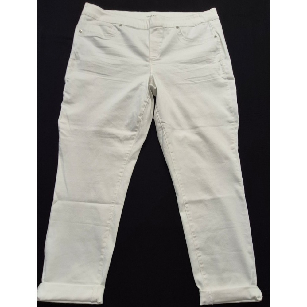 Maurice's women's plus size white pull-on pants sz 24 stretch‎ cuff hem classic